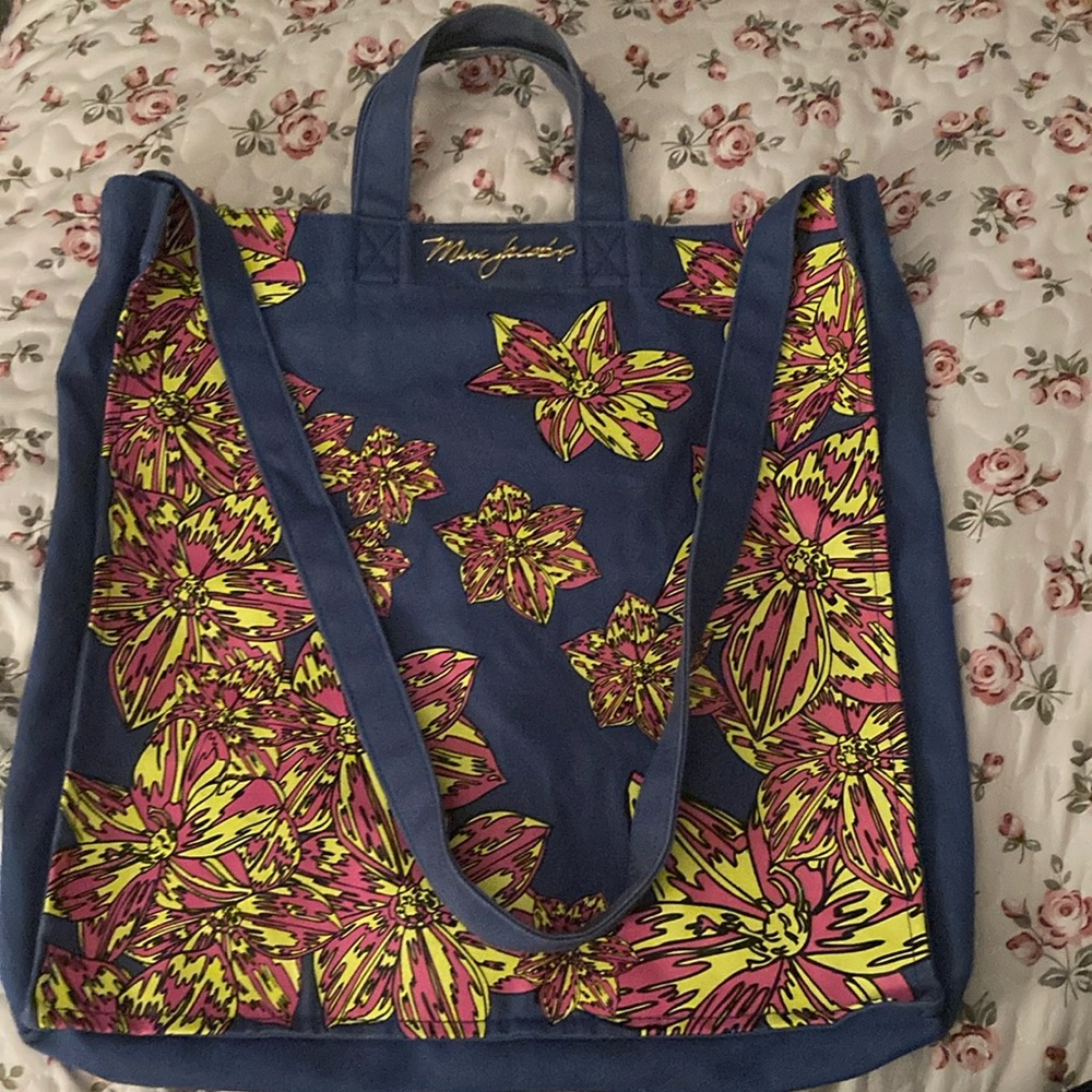Marc Jacobs Blue and Yellow Floral Tote Bag
